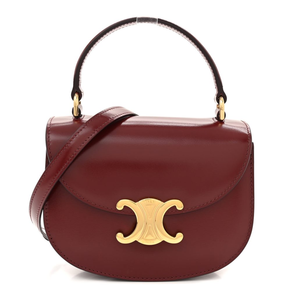 Celine Mini Besace Clea in Shiny Calfskin – Light Burgundy