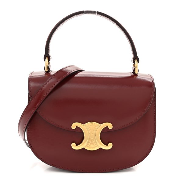 Celine Mini Besace Clea in Shiny Calfskin – Light Burgundy